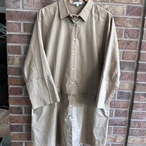 VETTA Convertible Shirt Dress in Khaki